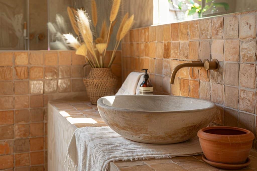 Aménager une salle de bain avec des touches de terracotta